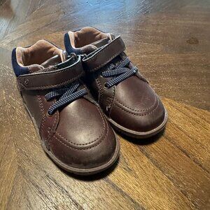 Stride Rite Stuart Brown Navy Leather Shoes Boys size 7W Wide